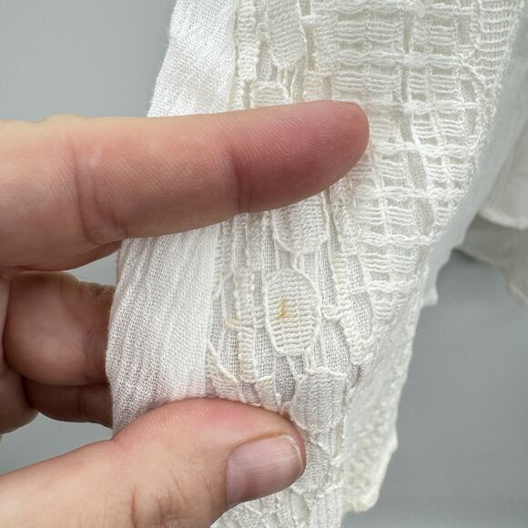 Catherines Gauzy Lace Tie Top Sz 3X Ivory White Boho Coquette Peasant Bloomcore - Picture 6 of 12